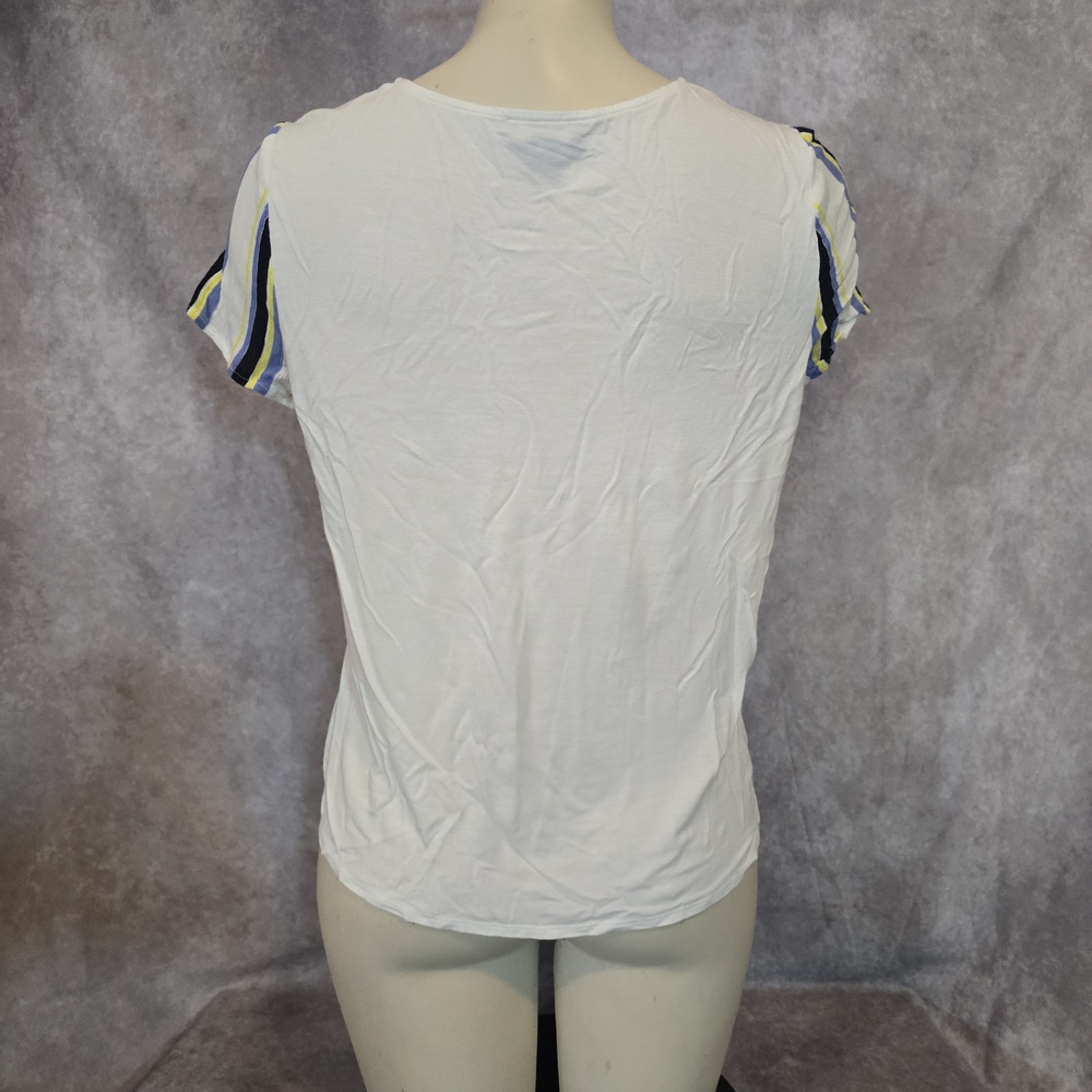 A. Byer Blue and Yellow Striped Tie-Front Tee - Picture 3 of 5